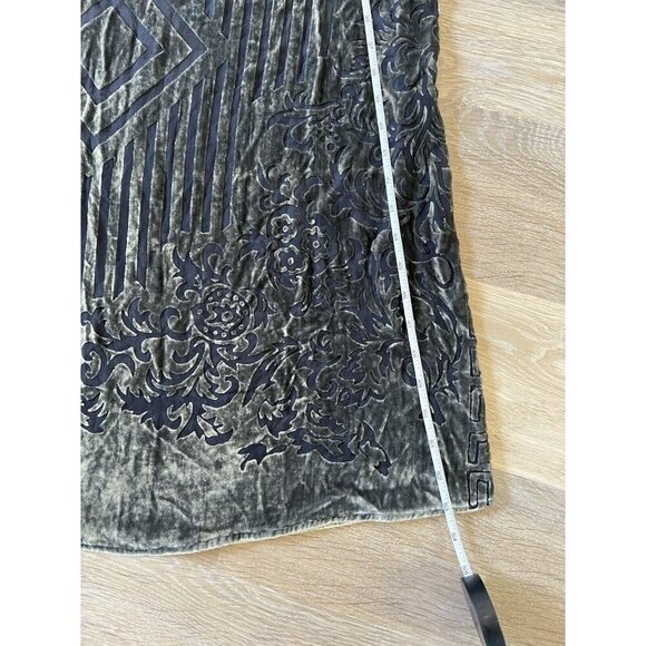 Citron Santa Monica Green Burnout Velvet Dress Topper Jacket Set Geometric Silk - Picture 15 of 16